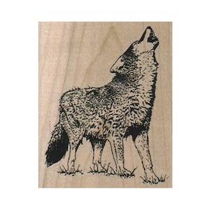 Howling Wolf RUBBER STAMP, Wolf Stamp, Wildlife Stamp, Wild Dog Stamp, Gray Wolf Stamp, Nature Stamp, Outdoor Stamp, Timber Wolf Stamp