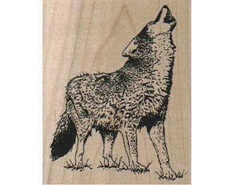 Howling Wolf RUBBER STAMP, Wolf Stamp, Wildlife Stamp, Wild Dog Stamp, Gray Wolf Stamp, Nature Stamp, Outdoor Stamp, Timber Wolf Stamp