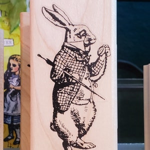 White Rabbit RUBBER STAMP, Alice in Wonderland Stamp, Wonderland Stamp ...