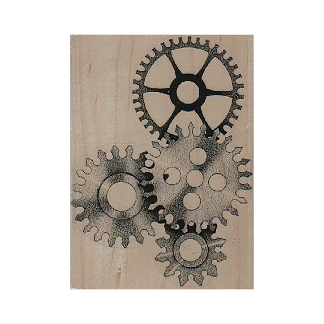 Nesting Gears RUBBER STAMP, Gear Stamp, Machine Stamp, Mechanical Stamp
