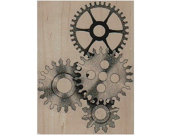 Nesting Gears RUBBER STAMP, Gear Stamp, Machine Stamp, Mechanical Stamp, Steampunk Stamp, Gearwheel Stamp, Steampunk Gear Stamp, Steampunk