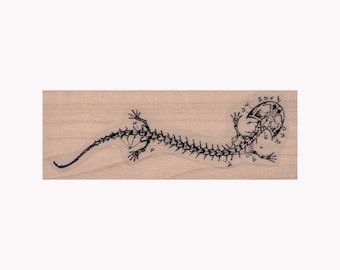 Carimbo de borracha com diagrama do esqueleto de lagarto, Carimbo de lagarto, Carimbo de esqueleto de lagarto, Carimbo de espécime de lagarto, Carimbo de anatomia, Carimbo de diagrama de lagarto