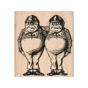 TweedleDee and TweedleDum RUBBER STAMP, Alice in Wonderland Stamp, Wonderland Stamp, Through the Looking Glass Rubber Stamp, Twin Stamps