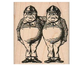 TweedleDee and TweedleDum RUBBER STAMP, Alice in Wonderland Stamp, Wonderland Stamp, Through the Looking Glass Rubber Stamp, Twin Stamps