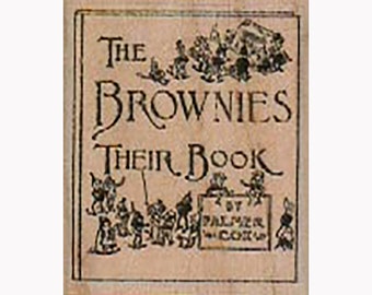 The Brownies Book RUBBER STAMP, Elves Stamp, Elf Stamp, Brownies Stamp, Spring Stamp, Fantasy Stamp, Gardening Stamp, Gnome Stamp, Brownie