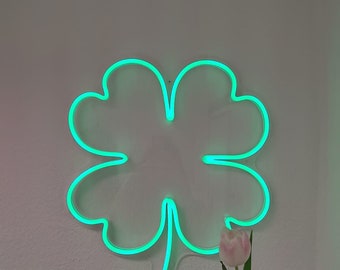 Vierblättriges Kleeblatt - LED-Leuchtreklame, irisches Dekor, Glückszeichen, Kleeblattdekoration,