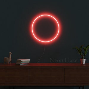 ZEN Circle Neon , geometric neon light , cyberpunk led lamp , japanese enso sign, wall decoration, home lighting, glow circle, portal lamp