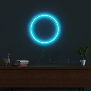 ZEN Circle Neon , led neon light ring , cyberpunk decor , japanese enso sign decoration , blue glow circle