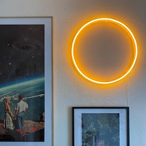 Enso Circle Yellow LED Neon - Illuminazione decorativa moderna per soggiorno e camera da letto