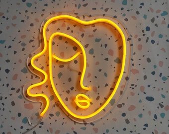 Picasso Damengesicht LED Neon Schild, LED-Licht Kopfhaut, Picasso Neonmalerei
