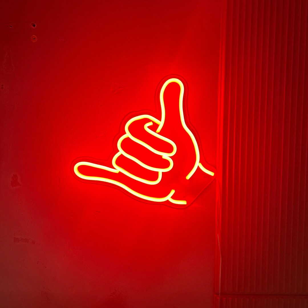 Surf's Up: LED Shaka Hand Neon Sign Beach Vibes Decor and Coastal ...