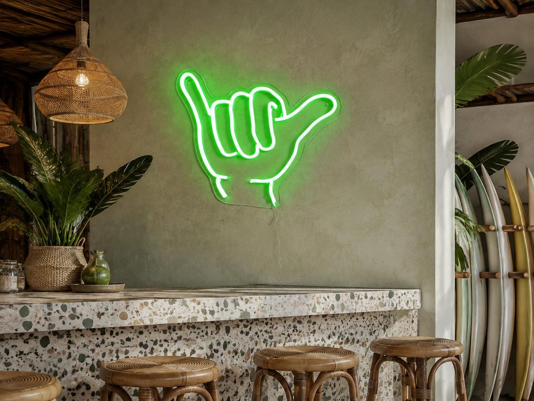 Shaka Hand Neon Sign, Hang Loose LED Surf Light - Etsy