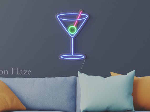 Martini Glass LED Neon Sign - Bar Wall Decor
