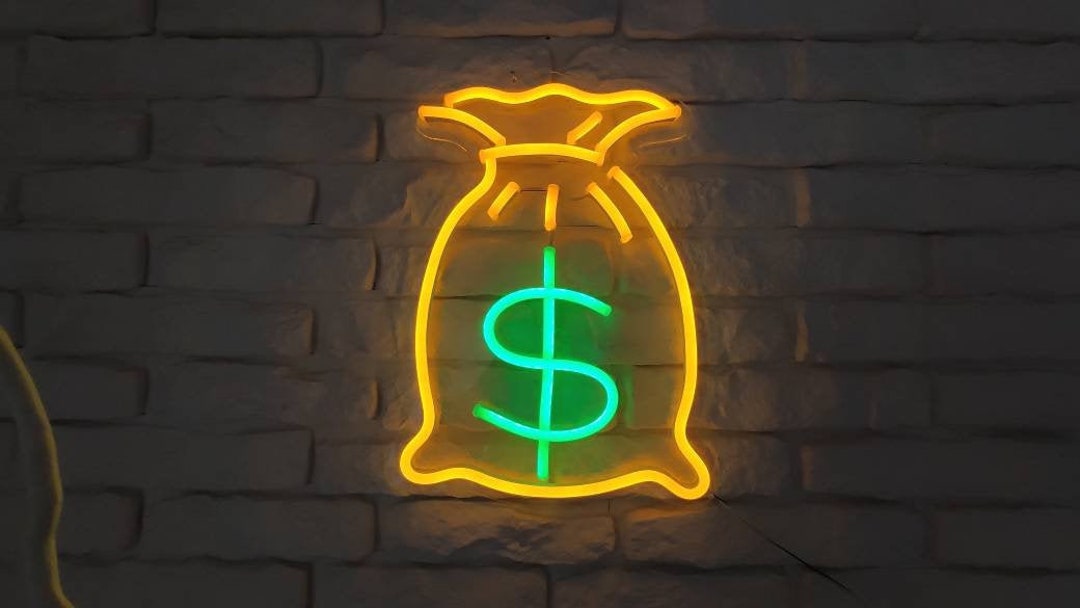 Led Neon Money Bag, Dollar Sign Etsy