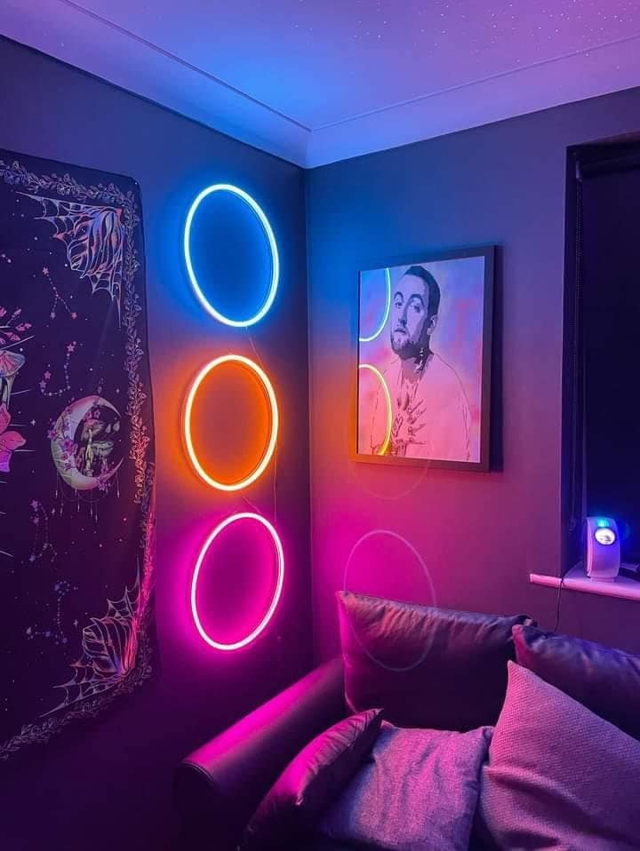 ZEN Circle Neon Light Ring Cyberpunk Wall Art Decor Japanese
