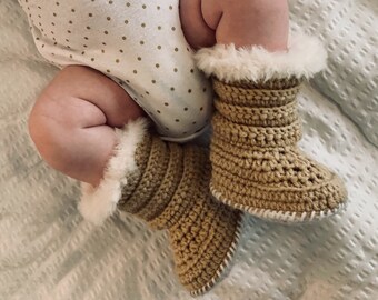 ugg inspired crochet baby booties