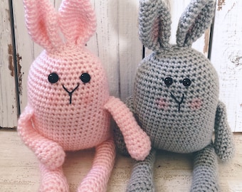 Crochet Stuffed Baby Toy Animals, Amigurumi Bunny Rabbit, New Baby Gift, Easter Gift, Baby Shower, Toddler Gift