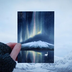 Kerstkaarten na Noruega | Escandinávia | sem ordem | Ilustração | Kerst | inverno | espirrar | | zwaan | aquário | Aquarela | kaarten