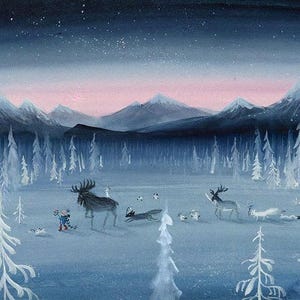 Kerstkaarten uit Noorwegen / Scandinavie / Illustratie / winterdieren / Kerst / invierno / sneeuw / aquarel / Acuarela / kaarten