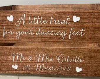 Personalised Wedding Box. Mr & Mrs Flip Flop Crate Wedding Day