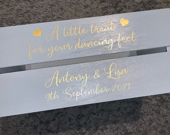 Personalised Wedding Crate STICKER ONLY!! A little treat for your dancing feet