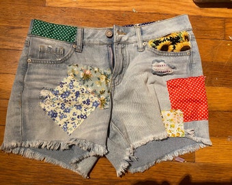 Jean shorts with patches Clearance