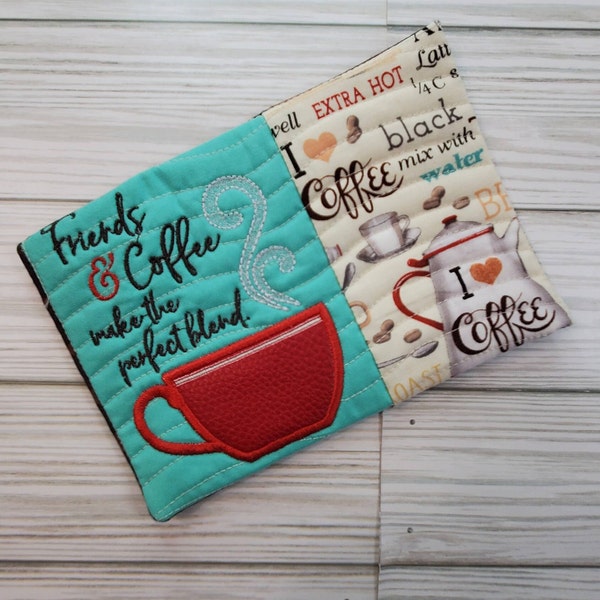 Mug Rug Set, Coasters, Coffee, Mug Rug Gift Set, Christmas Gifts, Embroidered Mug Rug, Fun Coasters