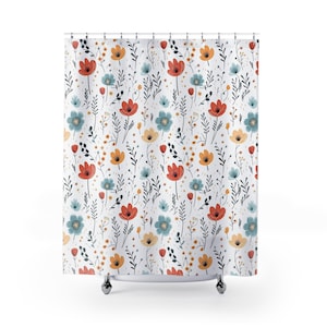 Boho Design Shower Curtains, Floral, Flowers with Full Color Shower Curtains