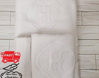 Bath Towel Set,Plush Embroidered Monogram Towel Set, Embossed,Personalized Gift, Monogrammed,Monogrammed Towel, Gifts, Embroidered towel