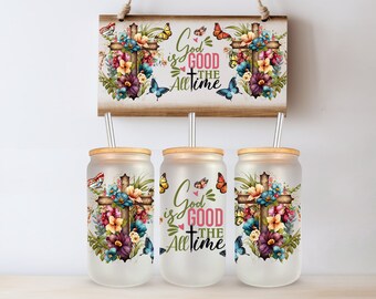 God is Good, Customer Glass Cup, Tumbler, Daily Affirmation 16oz Can Glass Tumbler, Gift for a Friend, Book Lover, Coffee Glass, Beer Cup