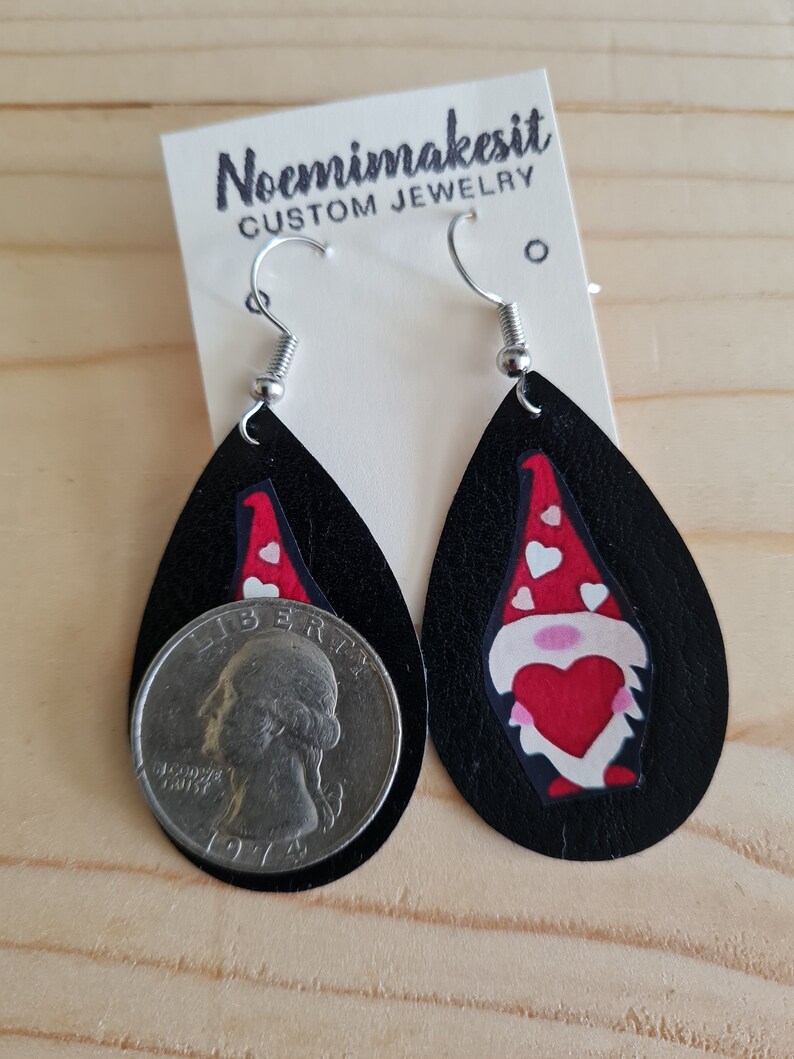 Handmade Valentine Gnome heart Earrings