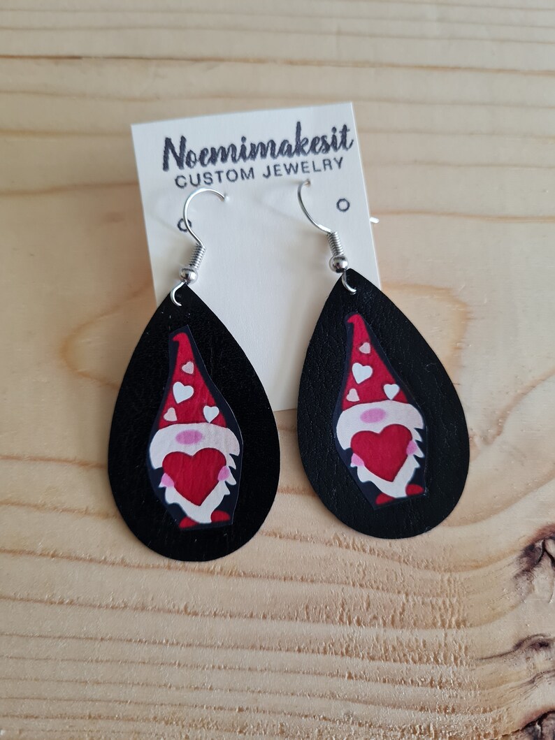 Handmade Valentine Gnome heart Earrings