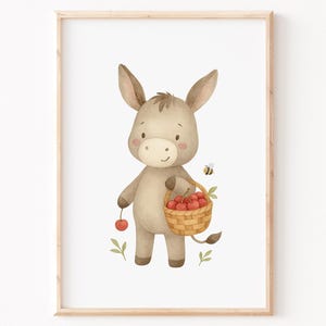 Poster Esel Sommer | Poster Tiere | Kinderzimmerposter | Geschenk | Tierposter | Poster für Jungs & Mädchen | Bunte Poster | Sommerposter