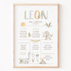 2. Geburtstag Meilensteinkarte "Dinosaurier" | Meilensteintafel | Geburtstagstafel Geschenk | Baby | 1. Geburtstag | 3. Geburtstag