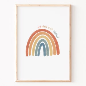 Poster Regenbogen Spruch "Ich kann alles schaffen" | Poster bunt | Kinderzimmerposter | Poster Spruch | Montessori Poster | Jungs & Mädchen