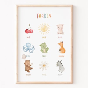Kinderzimmerposter Farben | Poster für Farben | Farben lernen | Kinderzimmerposter | Lernposter | Poster Jungs & Mädchen | Farbposter