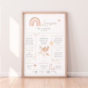 3. Geburtstag Meilensteinkarte "Einhorn" | Meilensteintafel | Geburtstagstafel Geschenk | Baby | 2. Geburtstag | 4. Geburtstag