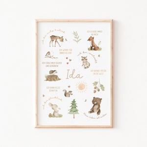 Personalisiertes Affirmationsposter Wald | Affirmationen für Kinder | Poster boho | Kinderzimmerposter | Geschenk | Poster Jungs & Mädchen