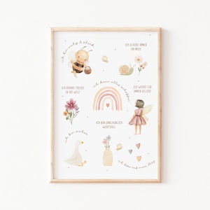 Affirmationsposter Mädchen | Affirmationen für Kinder | Poster boho | Kinderzimmer | Geschenk | Poster für Jungs & Mädchen | Taufgeschenk