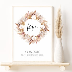 Geburtsanzeige "Boho Beige" | Versch. Designs | Geburtsposter | Meilenstein | personalisiertes Geschenk zur Geburt | Taufe | Geburtstag