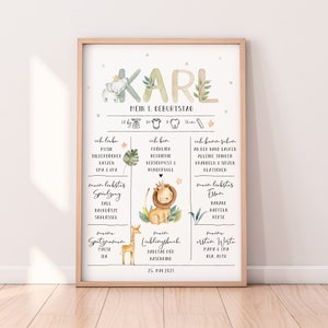 1. Geburtstag Meilensteinkarte "Safari" | Meilensteintafel | Geburtstagstafel Geschenk | Baby | 2. Geburtstag | 3. Geburtstag
