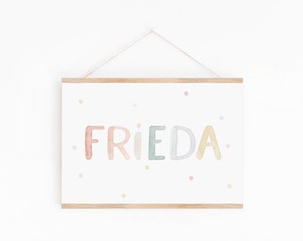 Personalized name poster "Colorful Dots" | Name poster | Name plate | Children's room | Animal poster | Personalized gift