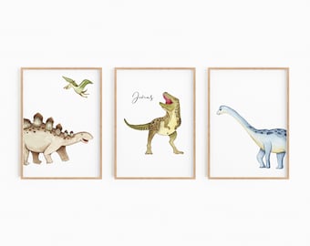 Dinosaur poster set | Personalized dinosaur posters | Dinosaur posters | Children's room posters | Christening gift | Birthday gift