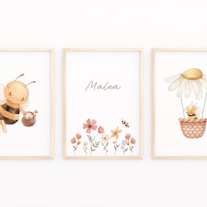 Poster Set Biene Affirmationsposter | Personalisiert | Poster Biene| Kinderzimmer | Affirmationsposter | Gänseblümchen | Geschenk