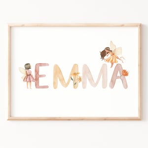 Individuelles Namensposter "Feenwelt" 2 Varianten | Poster Name | Namensschild | Kinderzimmer | Poster Tiere | Individuelles Geschenk