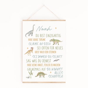 Personalisierbares Geschenk Schulanfang Dino | Geschenk Einschulung | Affirmationen | Affirmationsposter | Poster Dinos | ohne Rahmen