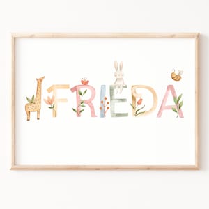 Individuelles Namensposter | Poster Name | Namensschild | Kinderzimmer | Poster Tiere | Individuelles Geschenk | ohne Rahmen