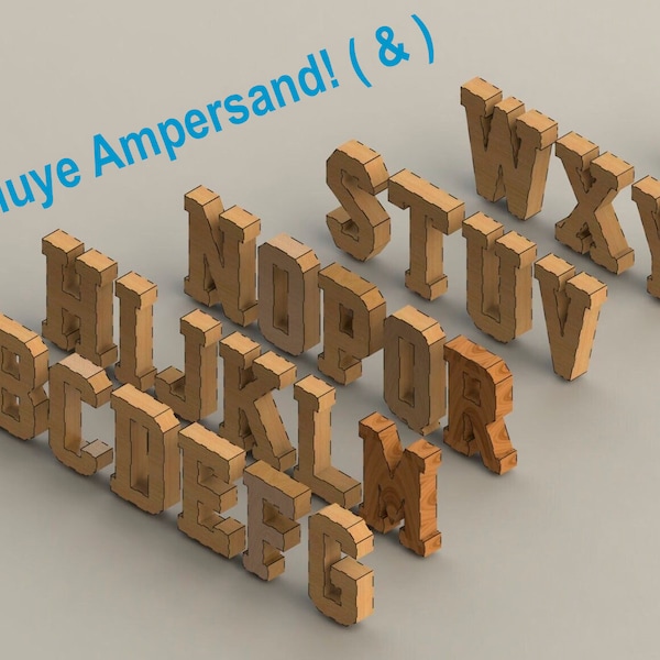 3D-ALPHABET 30cm - Voor lasersnijden (DXF) Vector