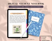 Digital Student Notebook for GoodNotes & Notability | 300+ Pages, Dotted Paper, Floral Covers, Hyperlinked, Vertical, A4