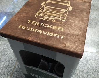 11 or 20 beer crate seat with engraving similar to trucker driver gift beer bank Father's Day